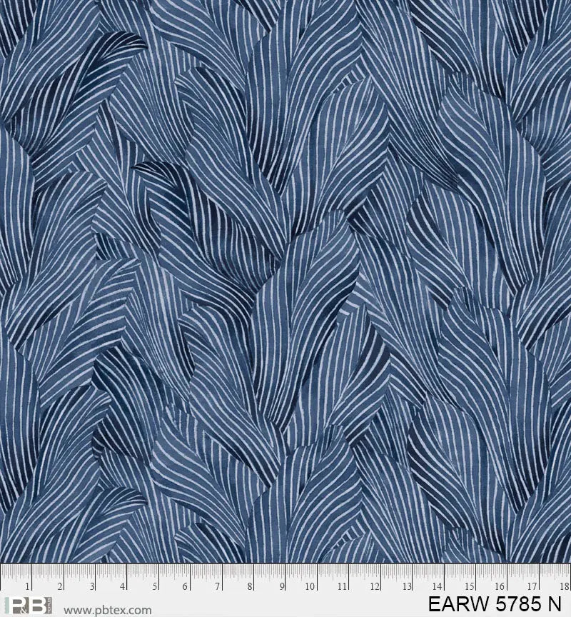 108" Earth Tones Dark Blue Leaf Cotton Wideback Fabric per yard