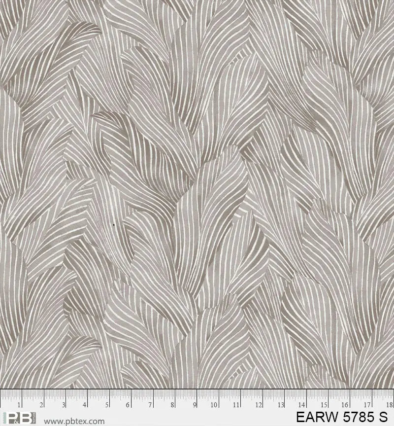 108" Earth Tones Grey Leaf Cotton Wideback Fabric per yard