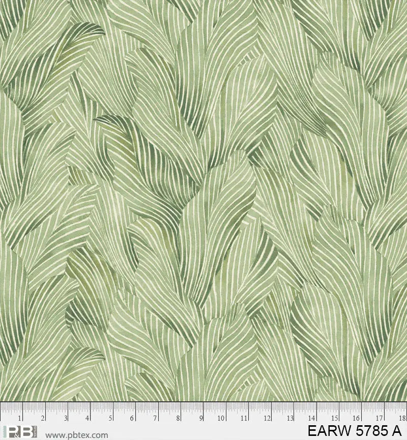 108" Earth Tones Light Green Leaf Cotton Wideback Fabric per yard