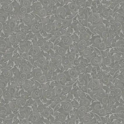 108" Swirls and Twirls Silver Grey Cotton Wideback Fabric per yard