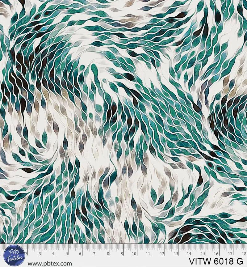 108" Vitality Chic Green Teal Cotton Wideback Fabric per yard