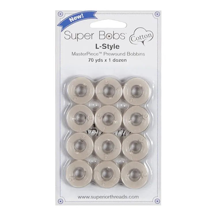 Super Bobs Cotton #152 Bisque (L Style) 12 pack pre-wound bobbins
