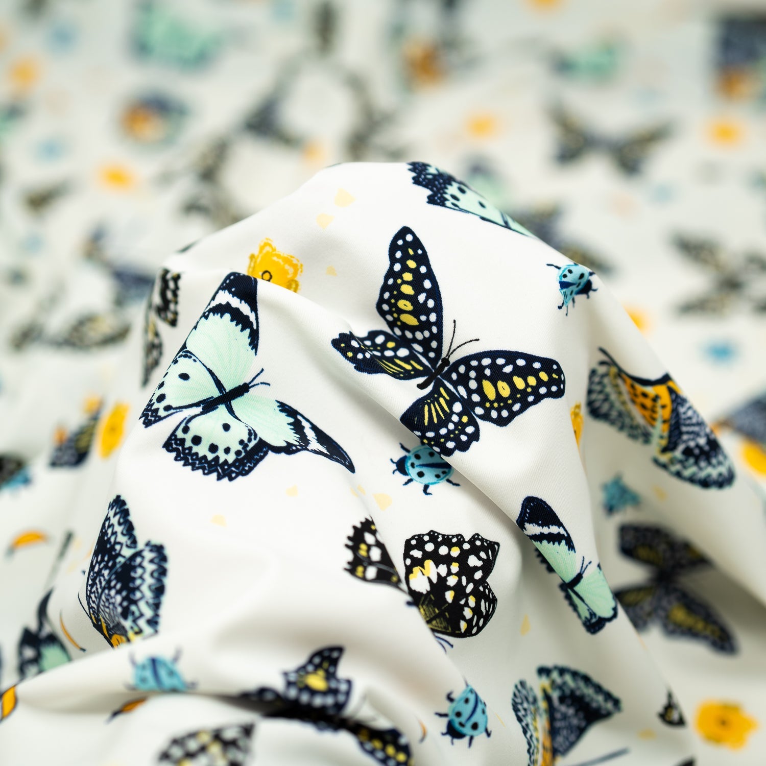Butterflies and Ladybugs Printed Spandex Fabric | CDW