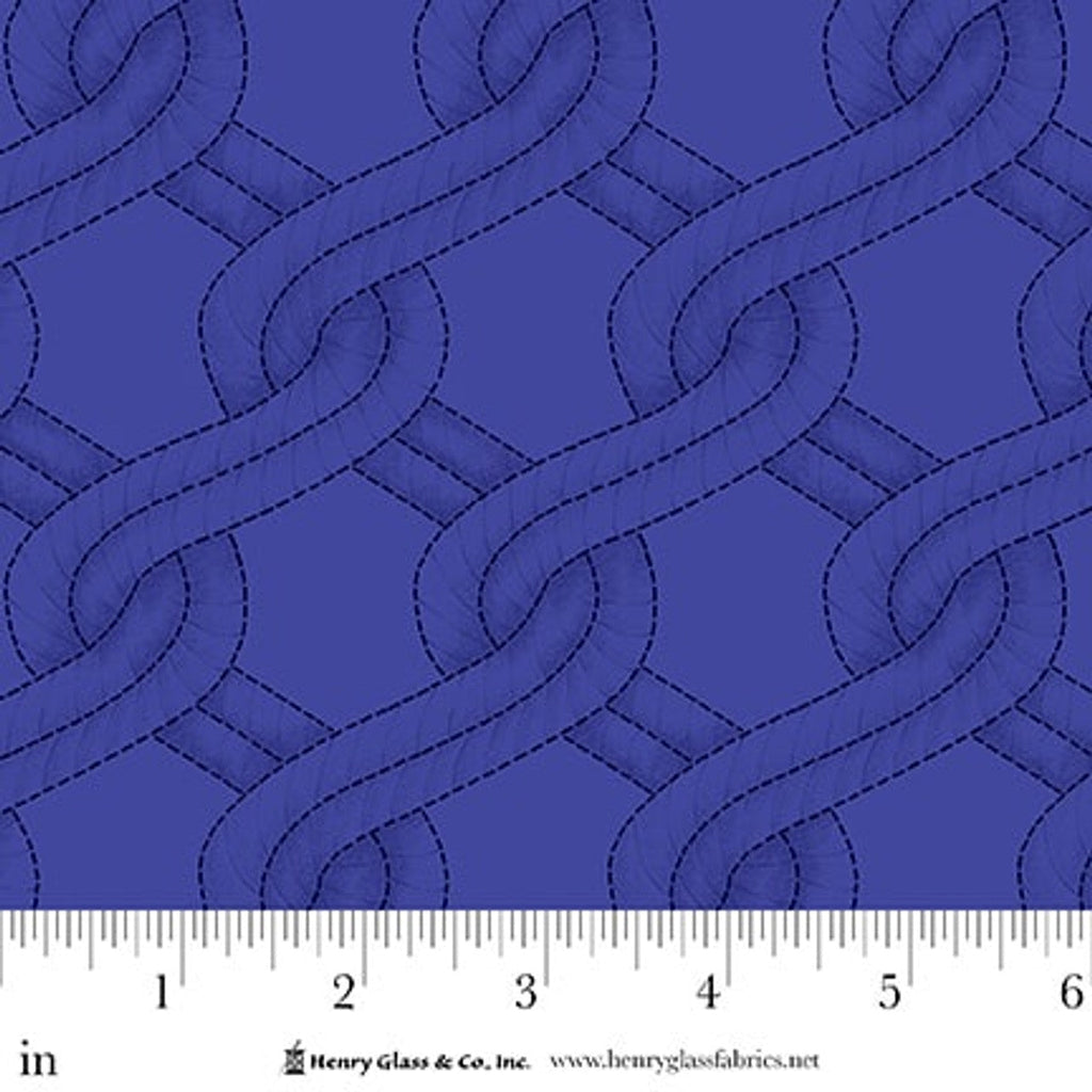 Royal Blue Twisted Rope Stitched Braid Cotton Wideback Fabric Per Yard