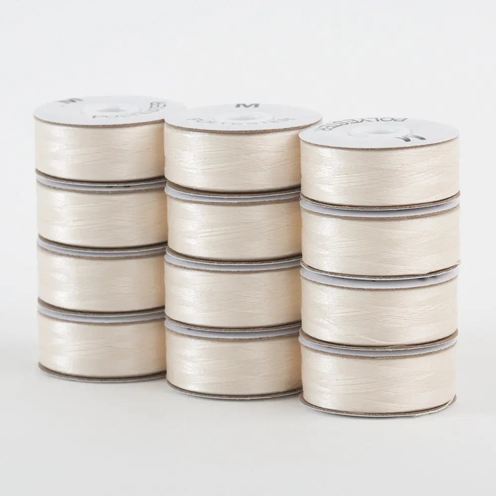 Super Bobs Poly #655 Off White (M-Style) 12 pack pre-wound bobbins