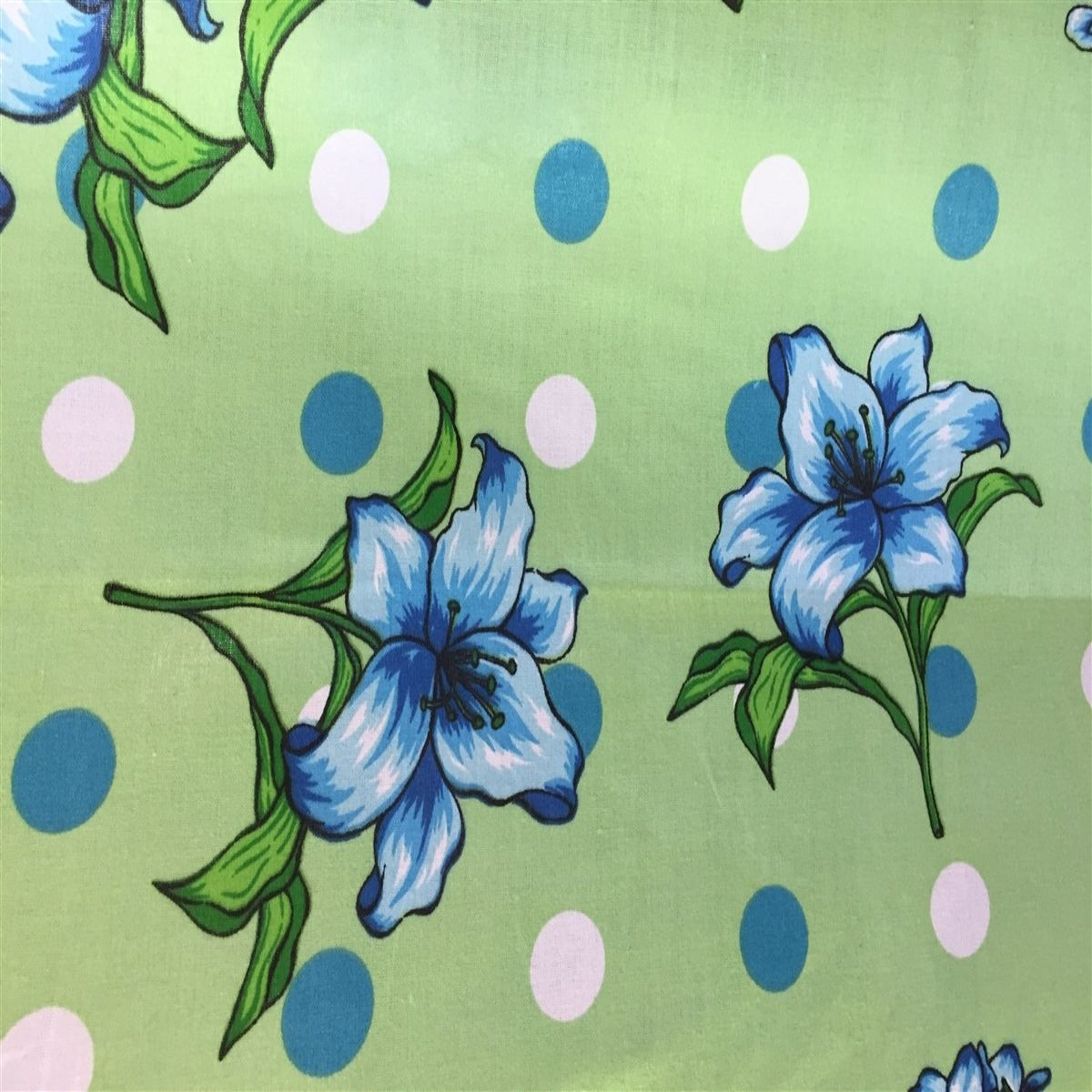 Lily Floral Polka Dot Print Poly Cotton Fabric