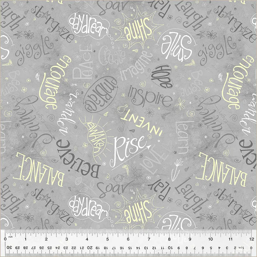 Grey Smoke Noteworthy Aspirations 44"/45 Fabric Per Yard