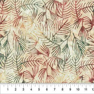 Red And Green Changes In Seasons Cotton Batik  44"/45" Fabric Per Yard