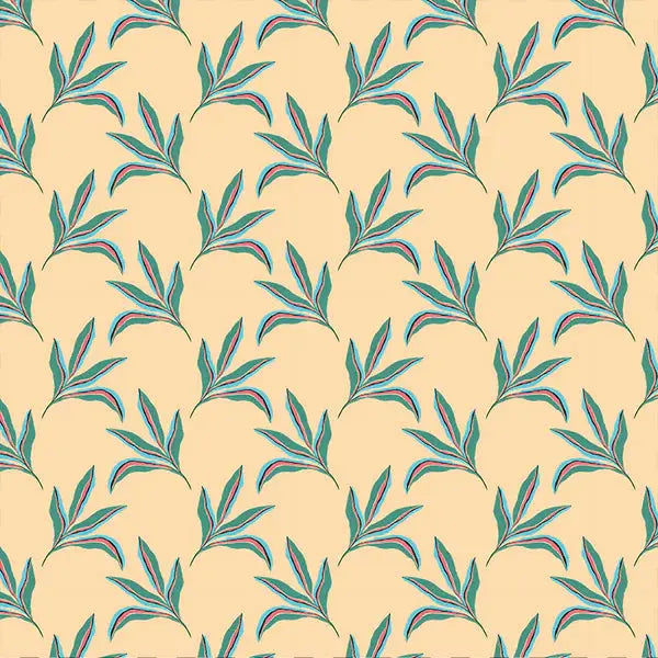 Cream Tropical Leaves Urban Jungle Cotton 44"/45" Fabric Per Yard