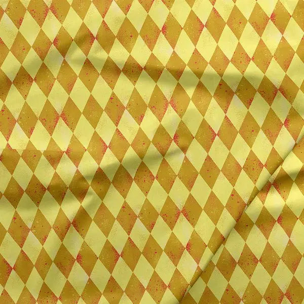 Yellow Gold Argyle Diamonds Cotton 44"/45" Fabric Per Yard
