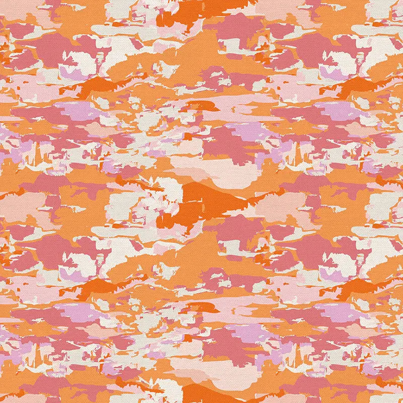 Orange Sky Gazing Abstract Clouds Cotton 44"/45" Fabric Per Yard