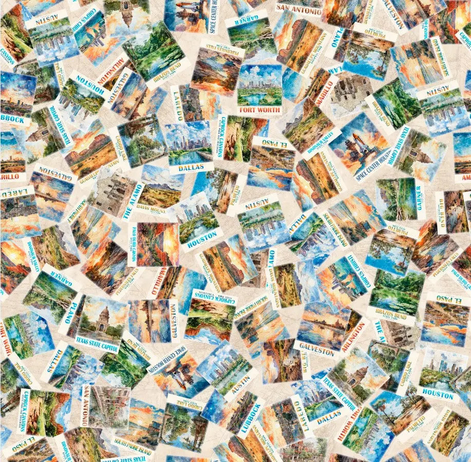 ATXSH Cream Blush Postcards From Texas Cotton 44"/45" Fabric Per Yard