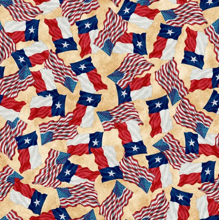 ATXSH Brown Flag Of Texas Cotton 44"/45" Fabric Per Yard