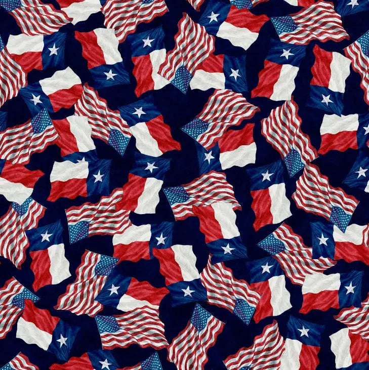 ATXSH Blue Flag Of Texas Cotton 44"/45" Fabric Per Yard