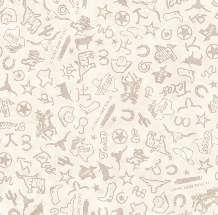 ATXSH Cream Texas Icons Tonal Blender Cotton 44"/45" Fabric Per Yard