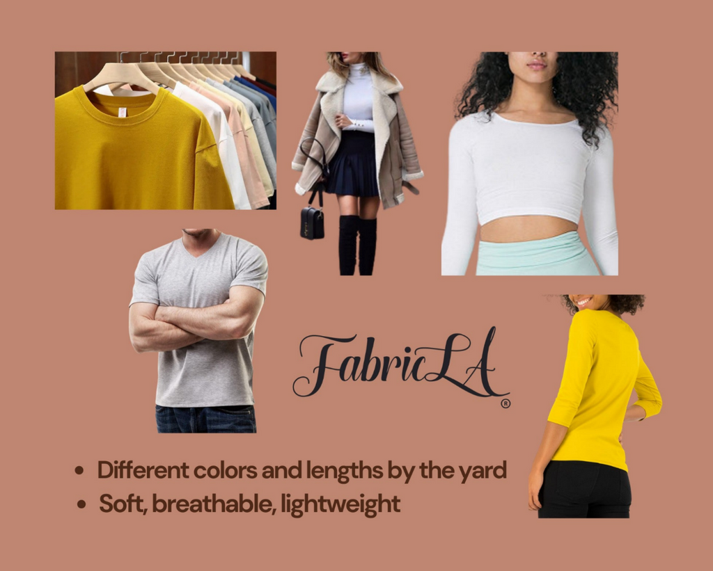 FabricLA 10 oz Cotton Spandex Jersey Knit Fabric – 4-Way Stretch | Ginger