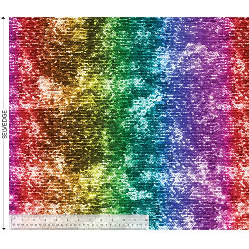 Multi Rainbow Sequins Wideback Cotton Fabric