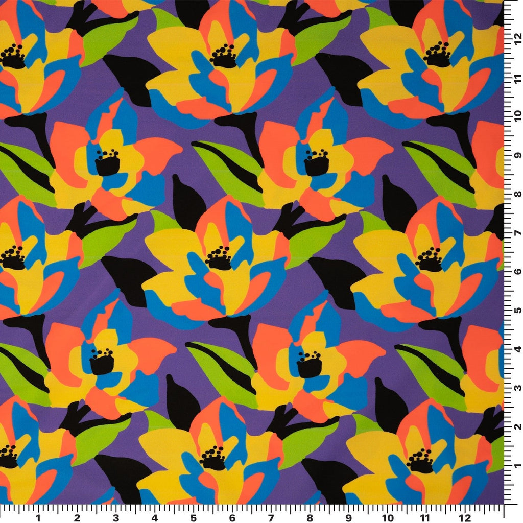 Abstract Painted Lilies Printed Spandex Fabric | CDW