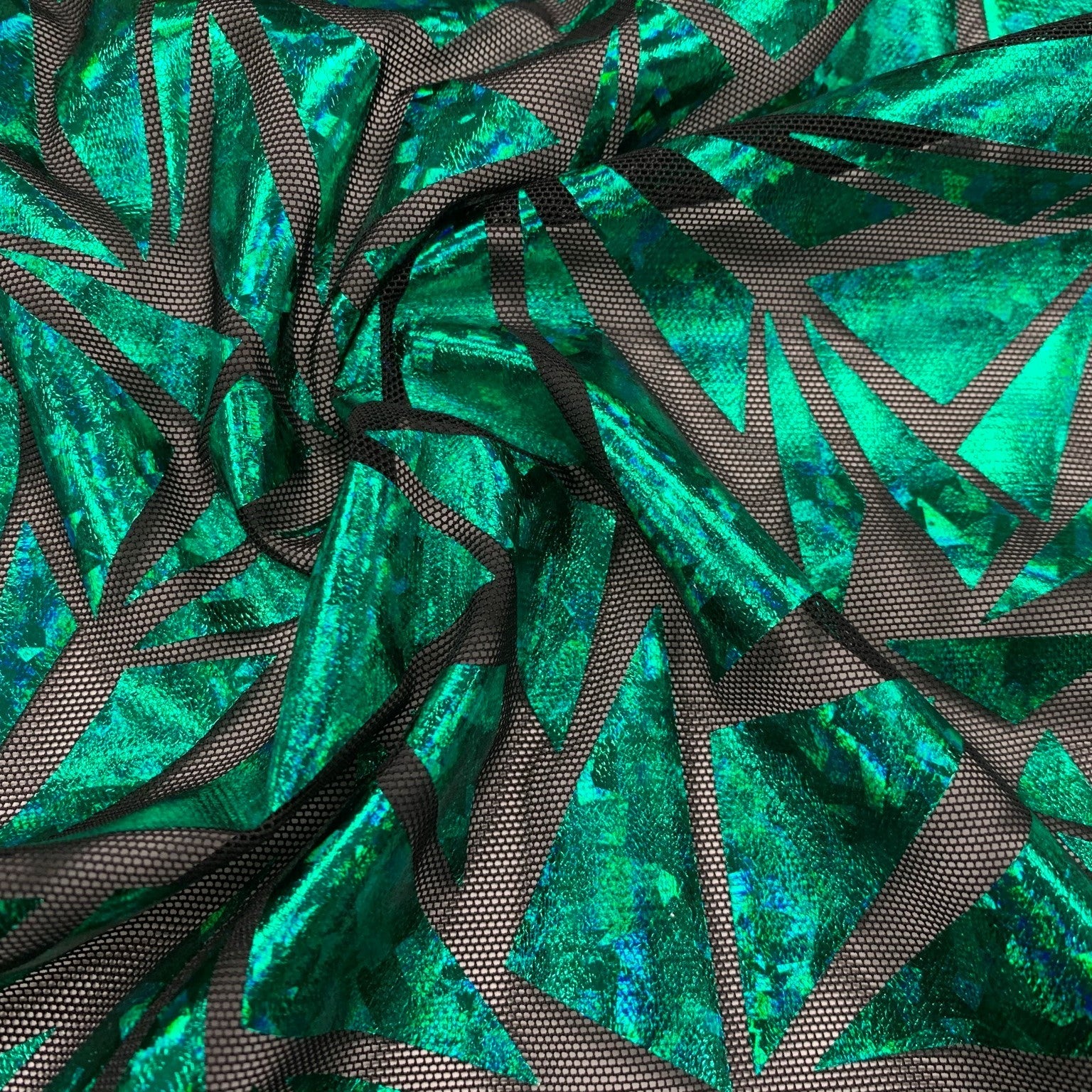 Abstract Triangle Foil Printed Mesh Fabric | CDW