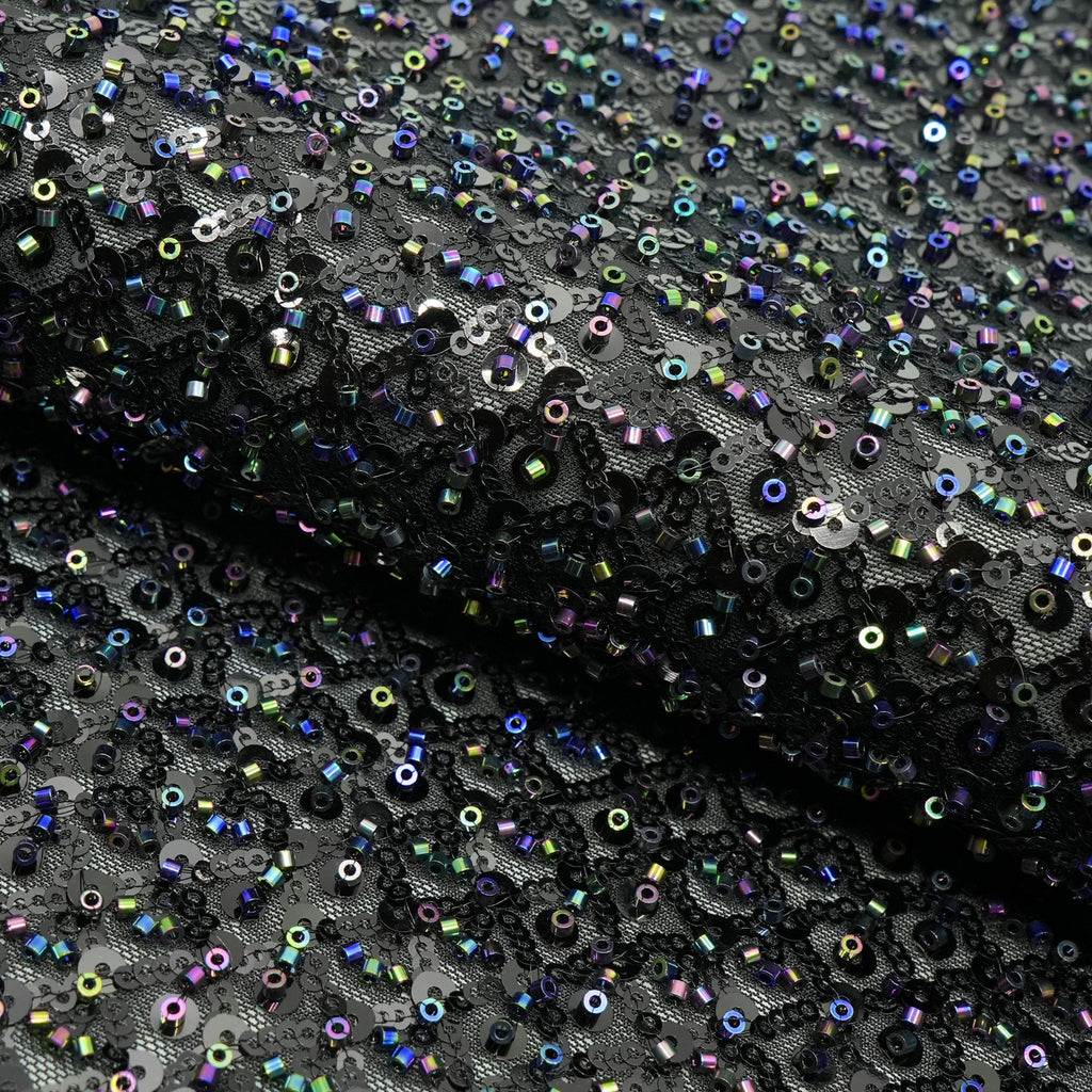 Prestige Beaded with Sequins Stretch Mesh Fabric | CDW