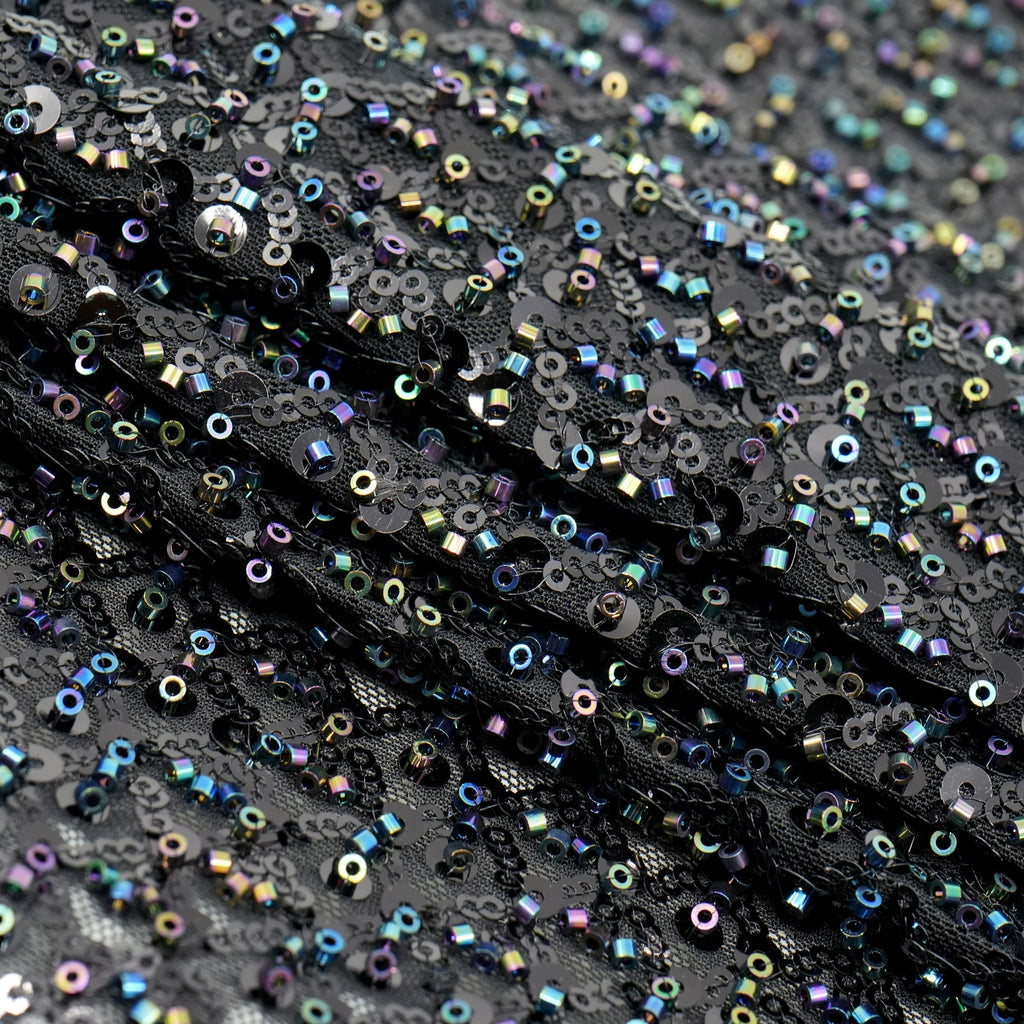 Prestige Beaded with Sequins Stretch Mesh Fabric | CDW