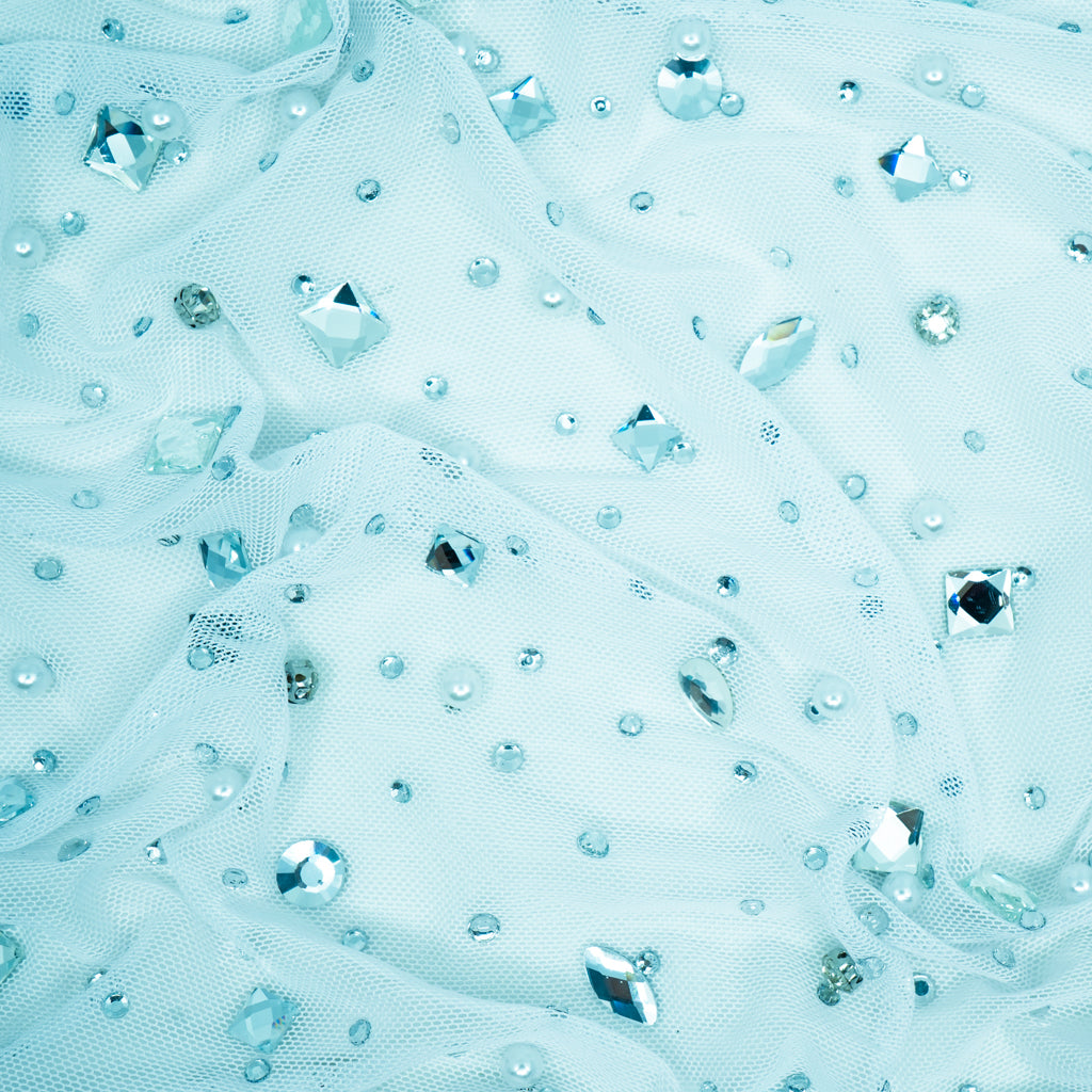 Brilliance Beaded with Rhinestone Stretch Mesh Fabric | CDW