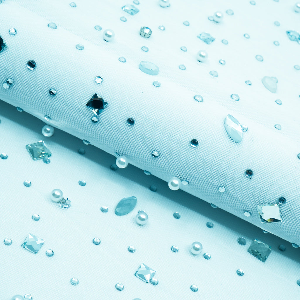 Brilliance Beaded with Rhinestone Stretch Mesh Fabric | CDW