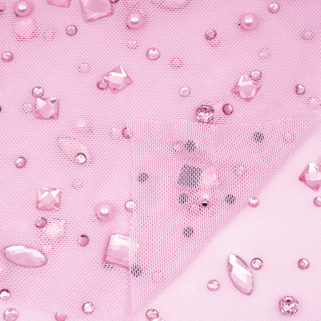 Brilliance Beaded with Rhinestone Stretch Mesh Fabric | CDW