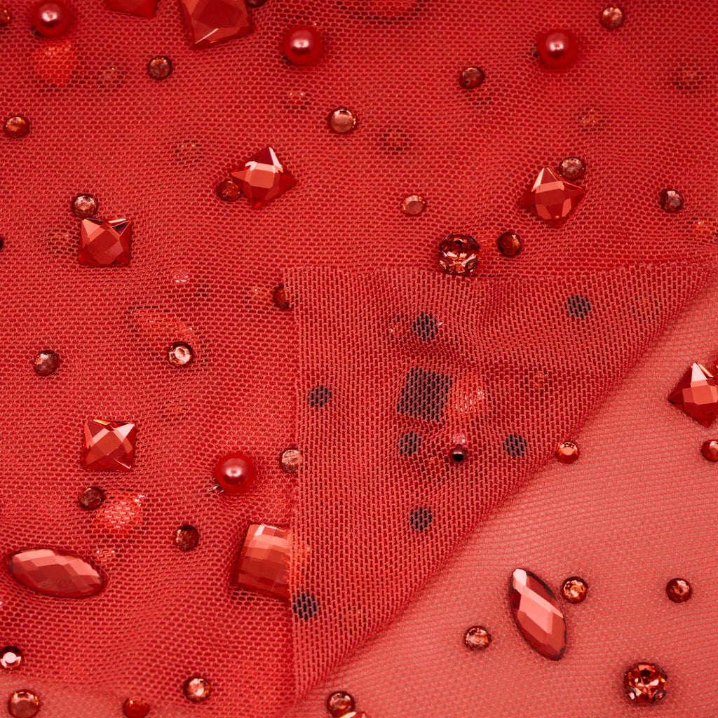 Brilliance Beaded with Rhinestone Stretch Mesh Fabric | CDW