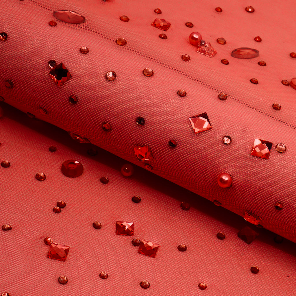 Brilliance Beaded with Rhinestone Stretch Mesh Fabric | CDW