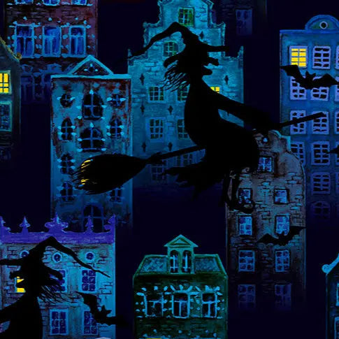 Batty Witch Digital Cuddle Multi Fabric per yard