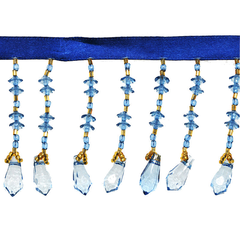 Beaded Fringe - 2 1/2" width (15 Yard Roll) - BB-905-04/10 Blue and GOld