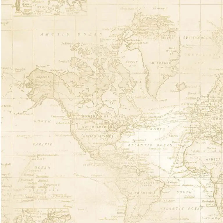 Beige Sea Navigation Cotton Wideback Fabric per yard