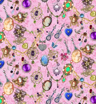 Bejeweled Pink Cotton 44"/45" Fabric Per Yard