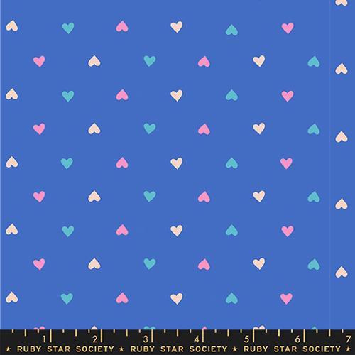 Best Day Ever Lapis Hearts Cotton 43"/44" Fabric Per Yard