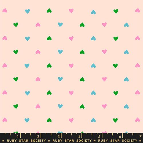 Best Day Ever Peach Cream Hearts Cotton 43"/44" Fabric Per Yard