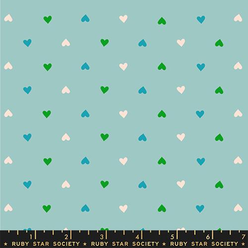 Best Day Ever Turquoise Hearts Cotton 43"/44" Fabric Per Yard