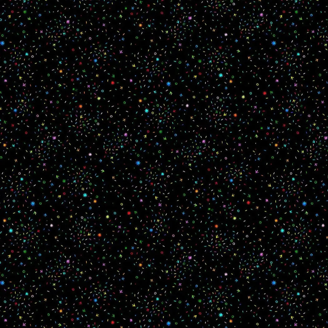 Black Confetti Chicken Scratch Wideback Fabric Per Yard