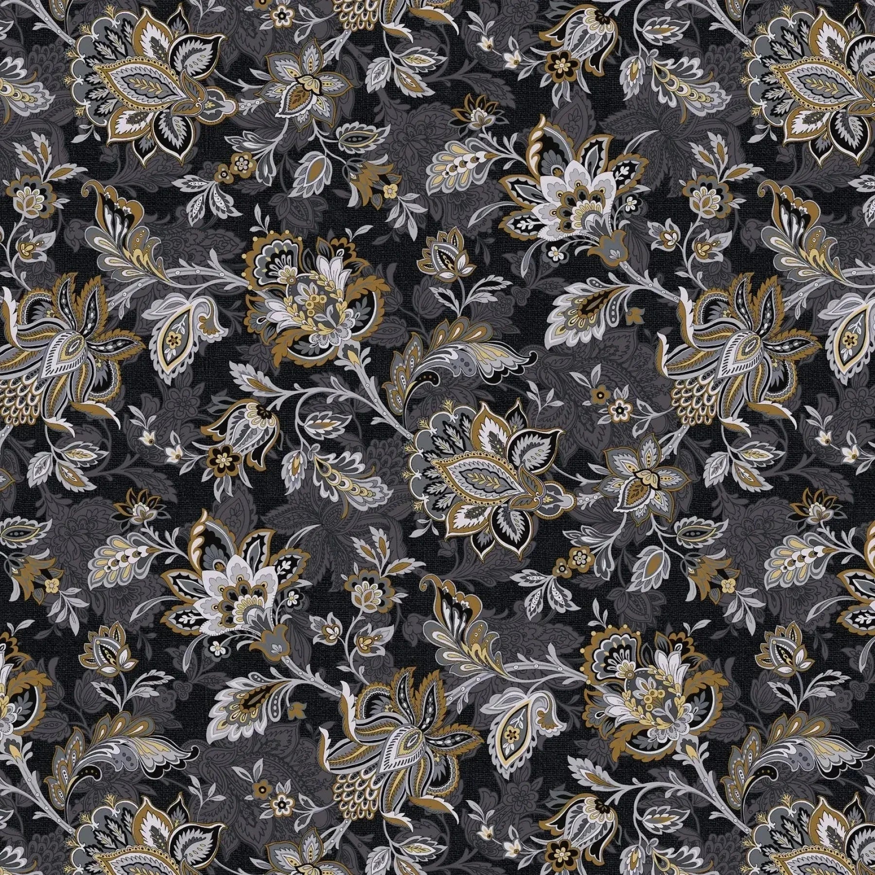 Black Footstool Charcoal Cotton Wideback Fabric