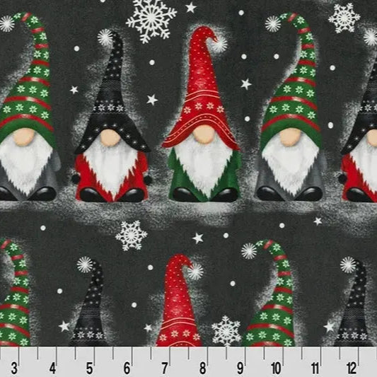 Black Gnomes Digital Cuddle Ash Fabric per yard