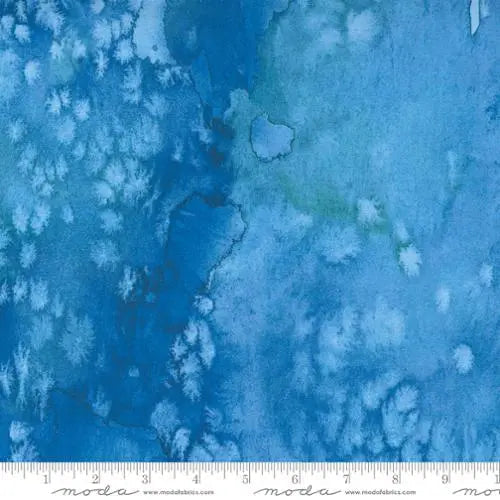 Blue Cobalt Flow Basic Watercolor Painting 44"/45" Fabric Per Yard