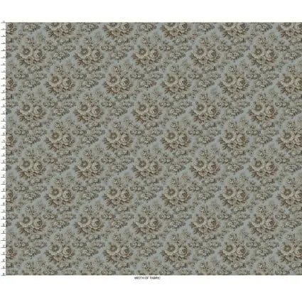 Blue Large Floral Cotton 43"/44" Fabric Per Yard