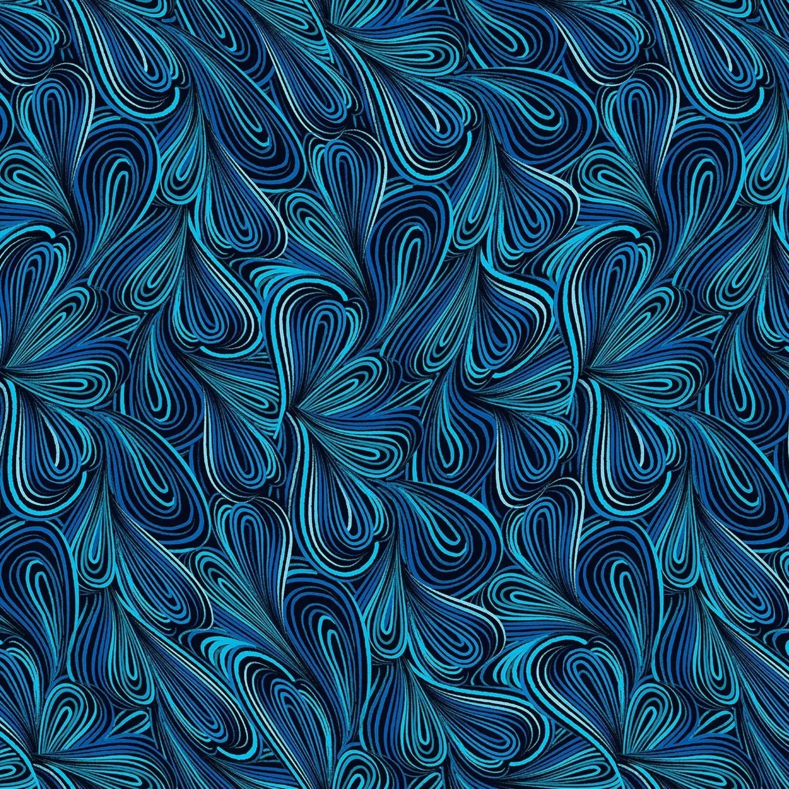 Blue Multi Color Flow Cotton Wideback Fabric per yard