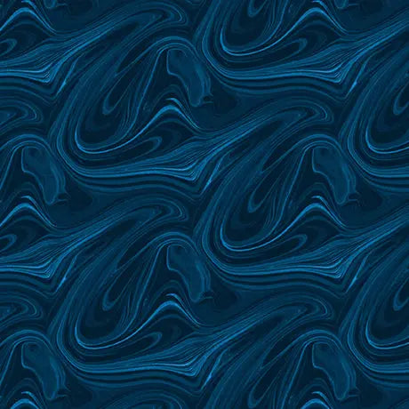 Blue Navy Marble Virtuoso Cotton 44"/45" Fabric Per Yard