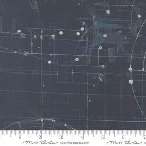 Blue Navy Modern Backgrounds Blueprint Cotton Wideback Fabric Per Yard