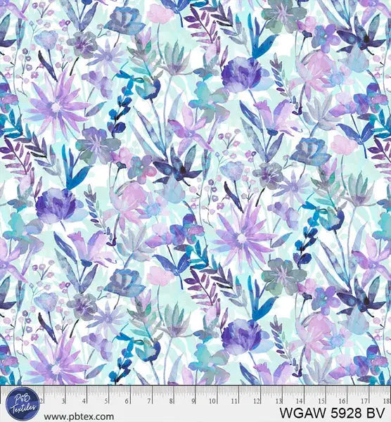 Blue Violet Whispering Gardens Cotton Wideback Fabric Per Yard