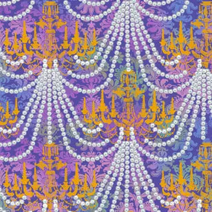 Chandelier Pearls-Gold Cotton 44"/45" Fabric Per Yard