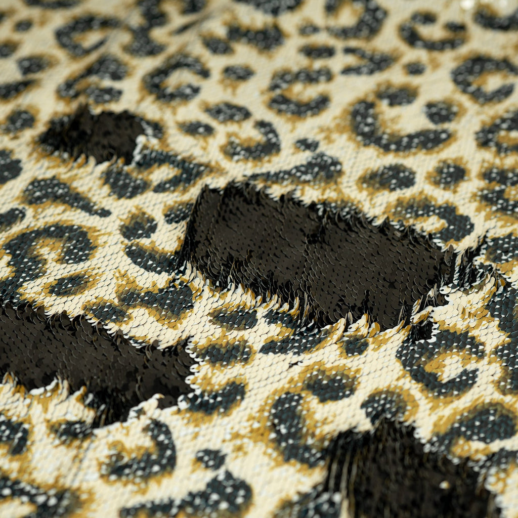 Cheetah Printed Flip Sequin on Spandex Fabric | CDW