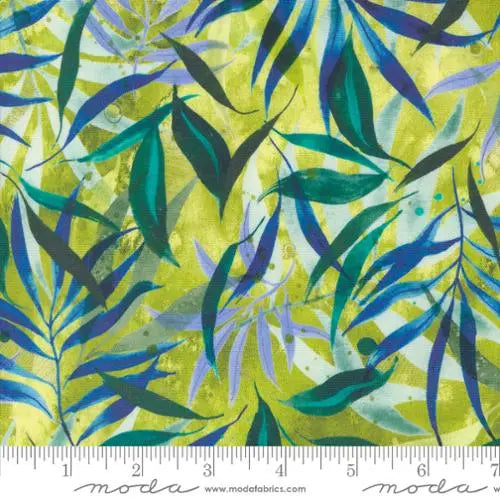 Coming Up Roses Leaf Watercolor Green 44"/45" Fabric Per Yard