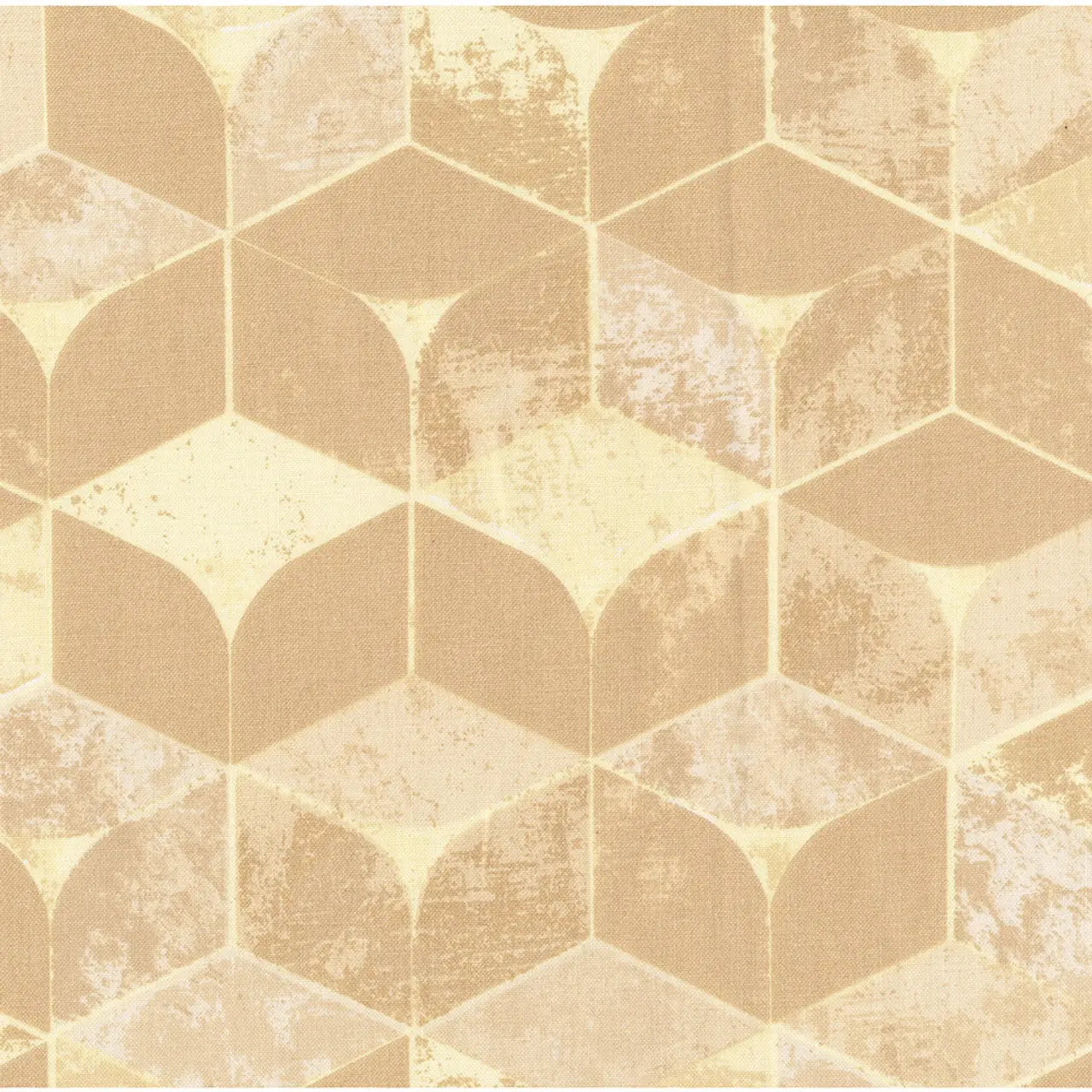 Cream Tumbling Blocks Cotton Wideback Fabric Per Yard